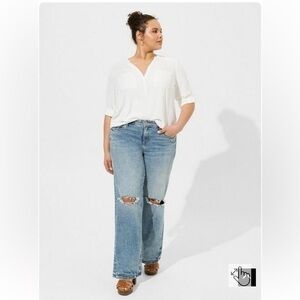 Torrid | Semi Sheer White Chiffon Blouse